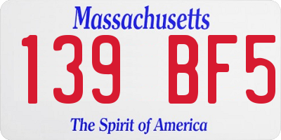 MA license plate 139BF5