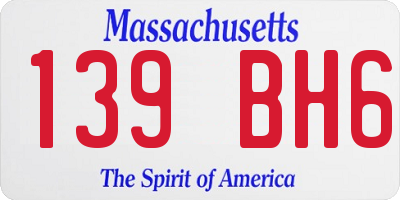 MA license plate 139BH6