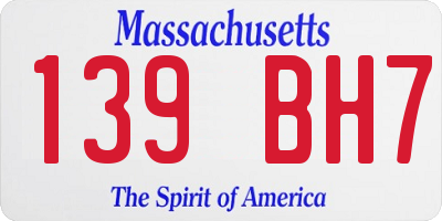 MA license plate 139BH7