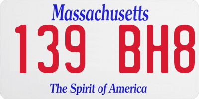MA license plate 139BH8