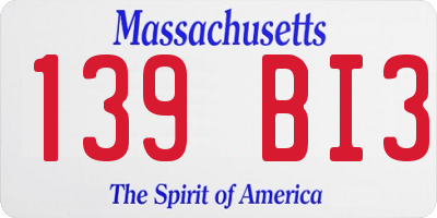 MA license plate 139BI3