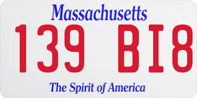 MA license plate 139BI8