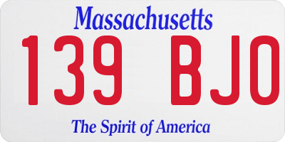MA license plate 139BJ0