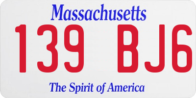 MA license plate 139BJ6