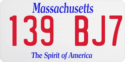 MA license plate 139BJ7