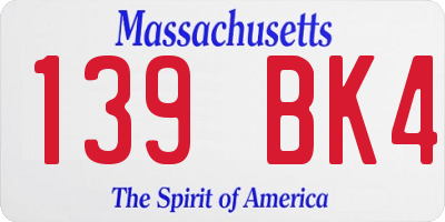 MA license plate 139BK4
