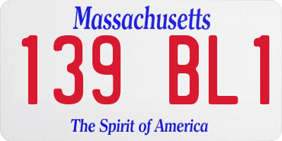 MA license plate 139BL1