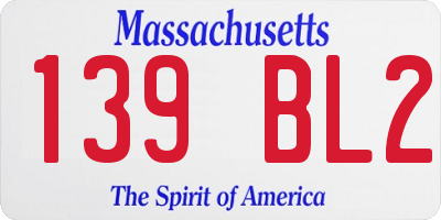 MA license plate 139BL2