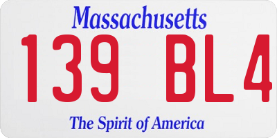 MA license plate 139BL4