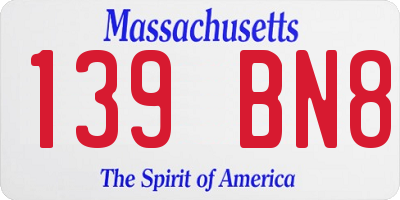 MA license plate 139BN8