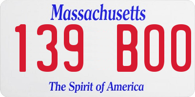 MA license plate 139BO0