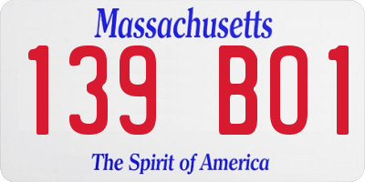 MA license plate 139BO1