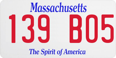MA license plate 139BO5