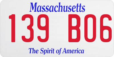 MA license plate 139BO6