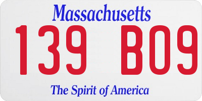 MA license plate 139BO9