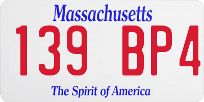 MA license plate 139BP4