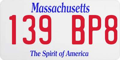 MA license plate 139BP8