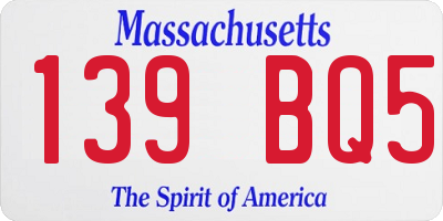 MA license plate 139BQ5