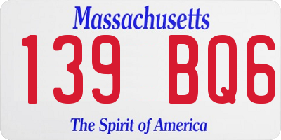 MA license plate 139BQ6