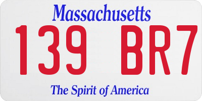 MA license plate 139BR7