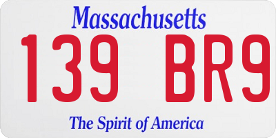 MA license plate 139BR9