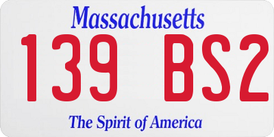 MA license plate 139BS2