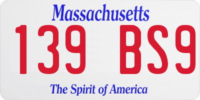 MA license plate 139BS9