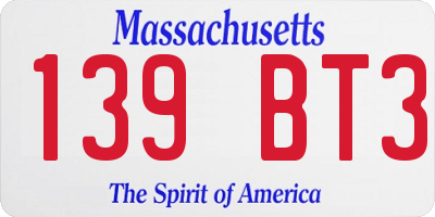 MA license plate 139BT3