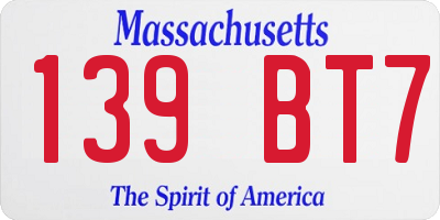 MA license plate 139BT7