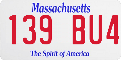MA license plate 139BU4