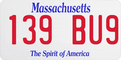 MA license plate 139BU9