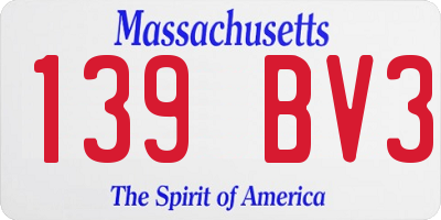 MA license plate 139BV3