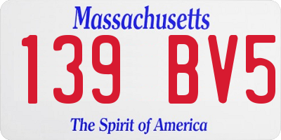 MA license plate 139BV5