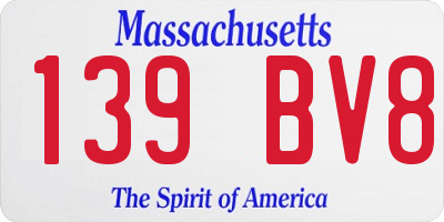 MA license plate 139BV8