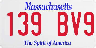 MA license plate 139BV9