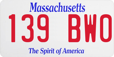 MA license plate 139BW0