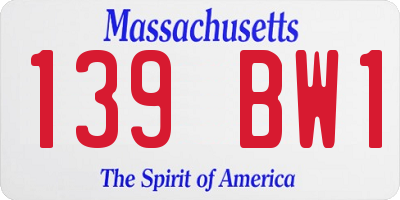MA license plate 139BW1