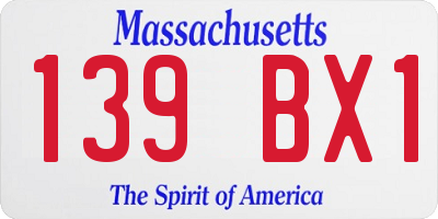 MA license plate 139BX1