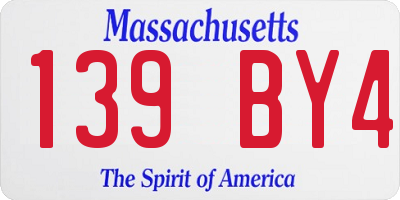 MA license plate 139BY4