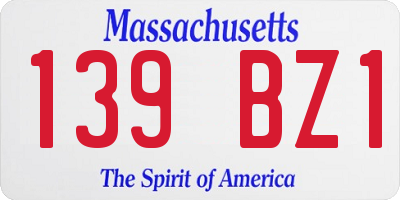 MA license plate 139BZ1