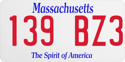 MA license plate 139BZ3