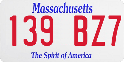MA license plate 139BZ7