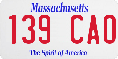 MA license plate 139CA0