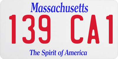 MA license plate 139CA1
