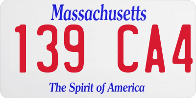 MA license plate 139CA4