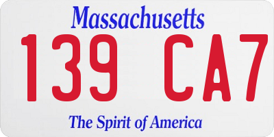 MA license plate 139CA7