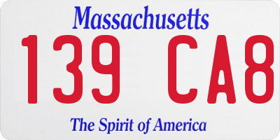 MA license plate 139CA8