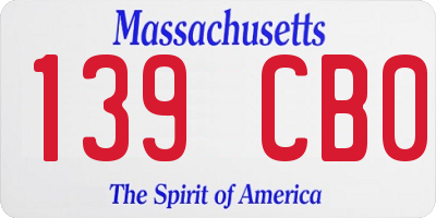 MA license plate 139CB0