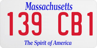 MA license plate 139CB1