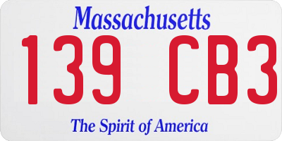 MA license plate 139CB3